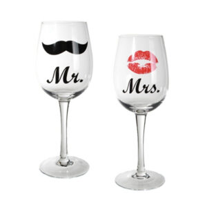 Sklenice na víno Mr a Mrs