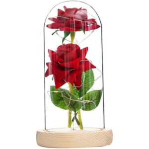 26106 DR Věčná růže ve skle - Dřevěný podstavec