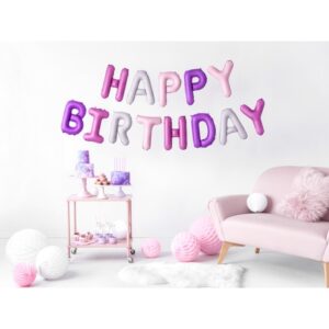 FB6P-000 Party Deco Set fóliových balónů Happy Birthday - Růžový Mix