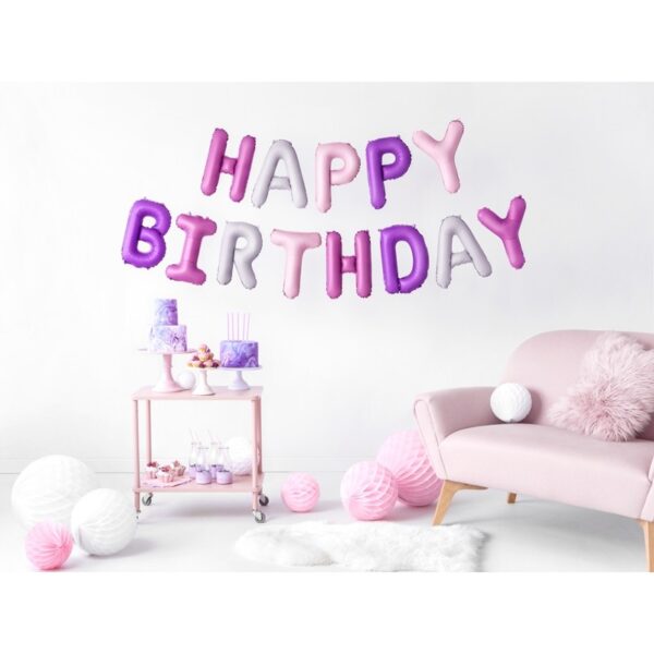 FB6P-000 Party Deco Set fóliových balónů Happy Birthday - Růžový Mix