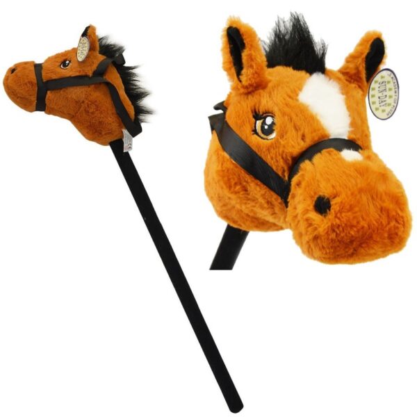 168153 Plyšový koník na holi - Hobbyhorsing 75cm Hnědá