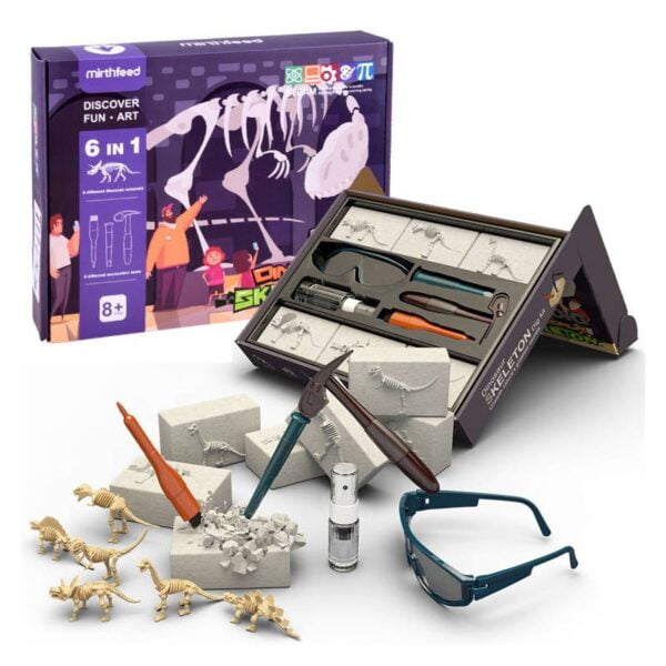 ZA4393 Sádrové vykopávky pro děti - Dino Skeleton 6v1