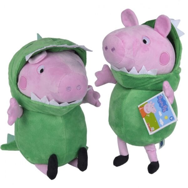 9261015 DR Plyšové prasátko Peppa v kostýmu dinosaura 28 cm