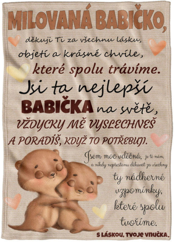 Deka Milovaná babičko – vydry (Podšití beránkem: NE)