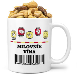 Hrnek 100% Milovník vína (Náplň hrníčku: Směs slaných oříšků)