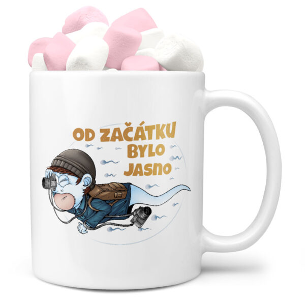 Hrnek Fotograf - spermie (Náplň hrníčku: Marshmallow)