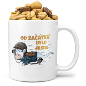 Hrnek Fotograf - spermie (Náplň hrníčku: Směs slaných oříšků)