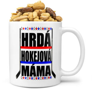 Hrnek Hokejová máma (Náplň hrníčku: Směs slaných oříšků)