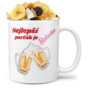 Hrnek Nejlepší parťák je babička (Náplň hrníčku: Tropická směs)