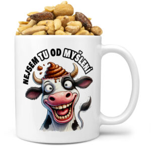 Hrnek Nejsem tu od myšlení (Náplň hrníčku: Směs slaných oříšků)