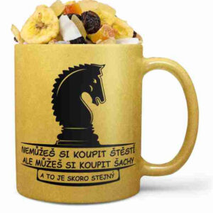 Hrnek Šachy a štěstí (zlatý) (Náplň hrníčku: Tropická směs)