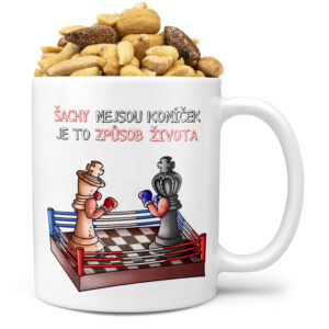 Hrnek Šachy - život (Náplň hrníčku: Směs slaných oříšků)
