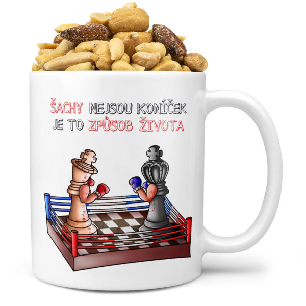 Hrnek Šachy - život (Náplň hrníčku: Směs slaných oříšků)