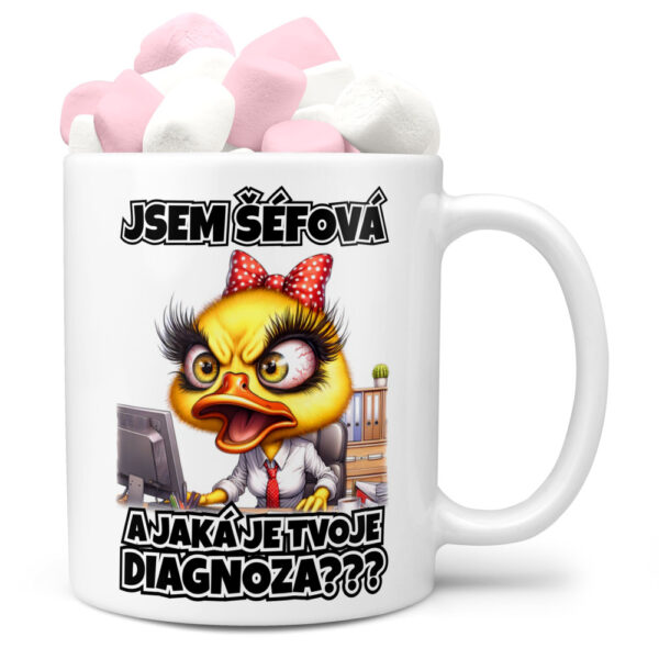 Hrnek Šéfová - diagnóza (Náplň hrníčku: Marshmallow)