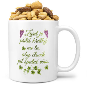 Hrnek Špatné víno (Náplň hrníčku: Směs slaných oříšků)