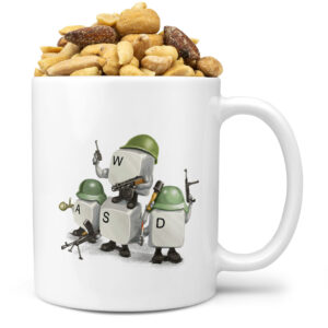 Hrnek WASD (Náplň hrníčku: Směs slaných oříšků)
