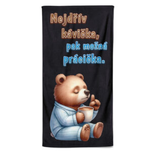 Osuška Kávička pak prácička (Velikost osušky: 100x170cm)