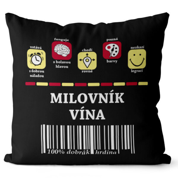 Polštář 100% Milovník vína (Velikost: 55 x 55 cm)