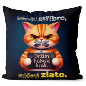 Polštář Držím hubu (Velikost: 55 x 55 cm)