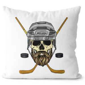 Polštář Hokejová lebka se jménem (Velikost: 40 x 40 cm