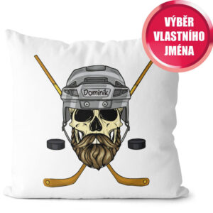 Polštář Hokejová lebka se jménem (Velikost: 55 x 55 cm