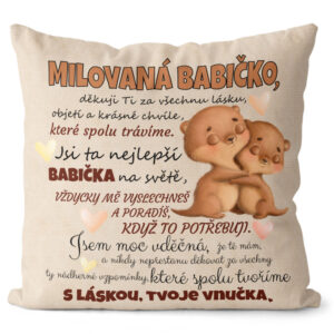 Polštář Milovaná babičko – vydry (Velikost: 55 x 55 cm)