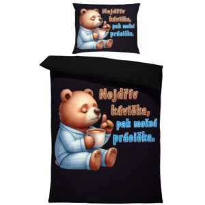 Povlečení Kávička pak prácička (Rozměr : 1x150/200 + 1x60/50)