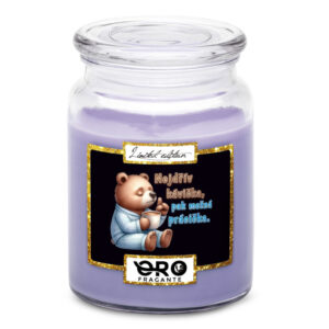 Svíčka Kávička pak prácička (Vůně svíčky: Levandule)