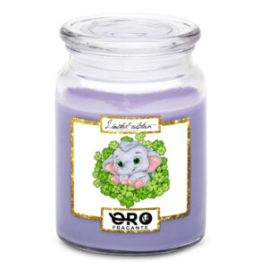 Svíčka Slůně a čtyřlístky (Vůně svíčky: Levandule)