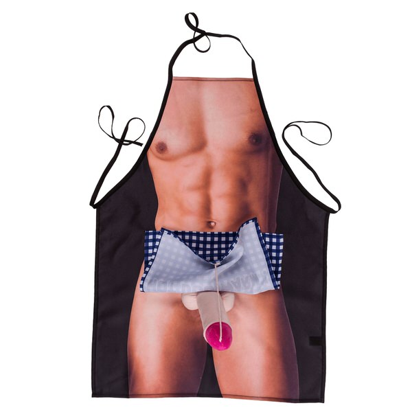 Kuchyňská zástěra mužské tělo s plyšovým penisem