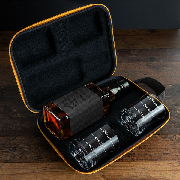 Elegantní pouzdro na whisky se sklenicemi Who Cares