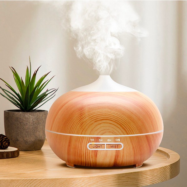 Ultrazvukový aroma difuzér s LED světlem - světlé dřevo