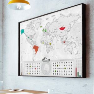 Stírací mapa světa Deluxe Blanc edice - stříbrná