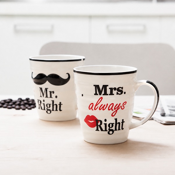Hrnky Mr right a Mrs always right I - vada na hrnku Mrs