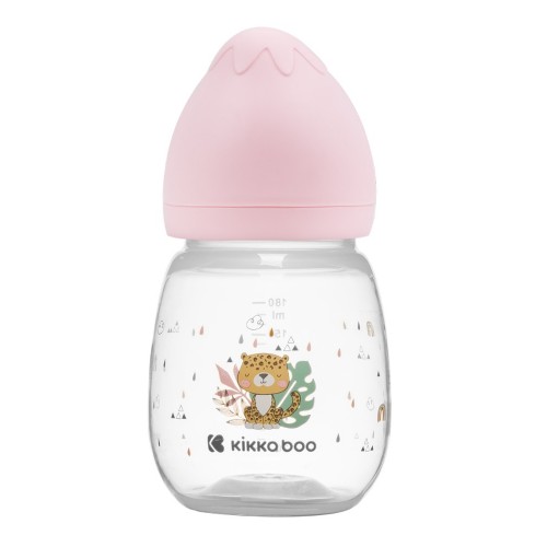 Kojenecká láhev KikkaBoo 180 ml Savana růžová 3m+